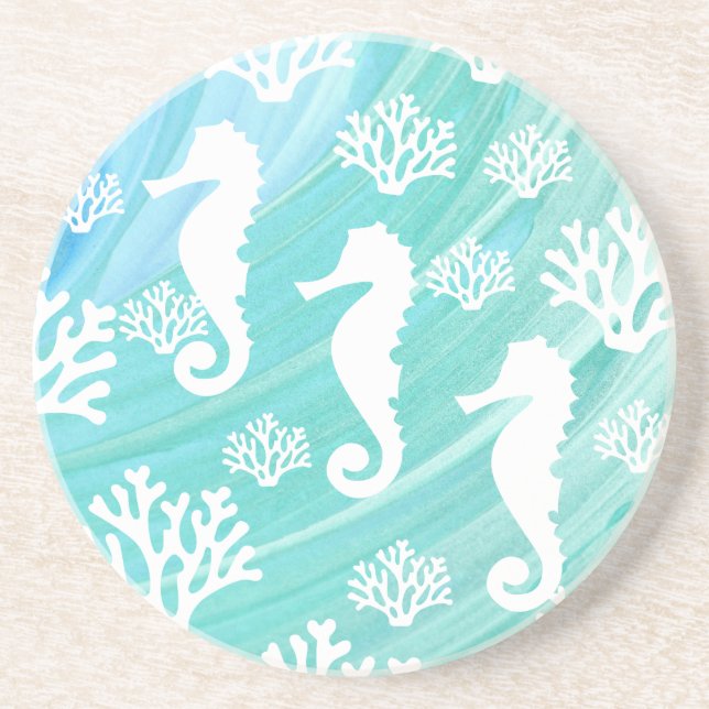 Sjöliv från Aqua Ocean Seahorse Coral Underlägg (Framsidan)