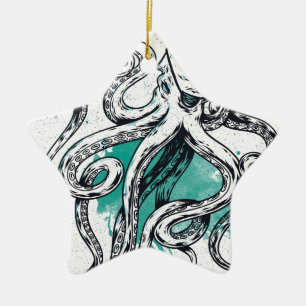Sjölivbläckfisk Julgransprydnad Keramik