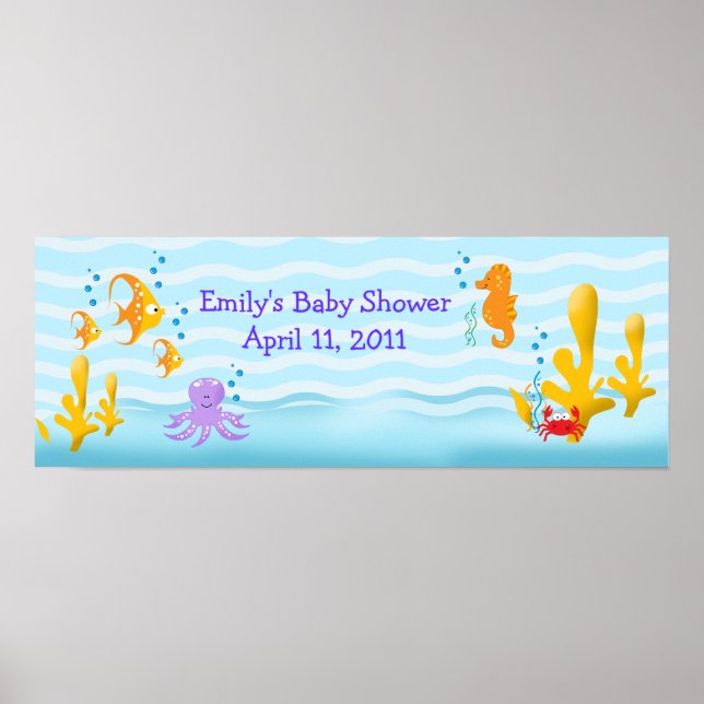 Sjölivet Sea Critters Anpassade Birthday Banner Poster (Framsidan)