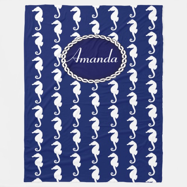 Sjölös sjöhäst Mönster Fleecefilt (Framsidan)