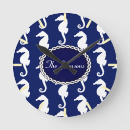 Sjölös sjöhäst Mönster Rund Klocka
