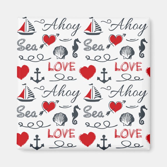 Sjölösa sjömil mönster magnet (Framsidan)