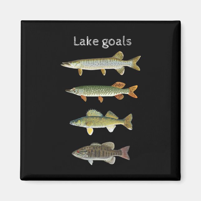 Sjömål Fiske Musky Gädda Gös Småmunad  Magnet (Framsidan)