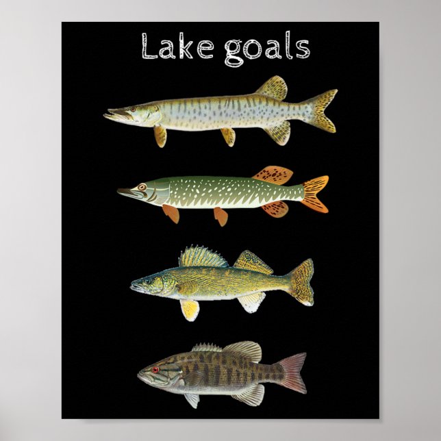 Sjömål Fiske Musky Gädda Gös Småmunta  Poster (Framsidan)