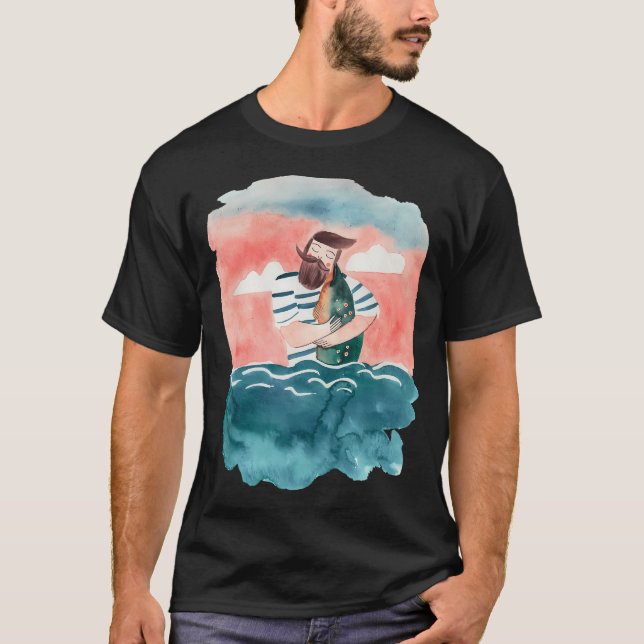Sjöman älskar fisk t shirt (Framsida)
