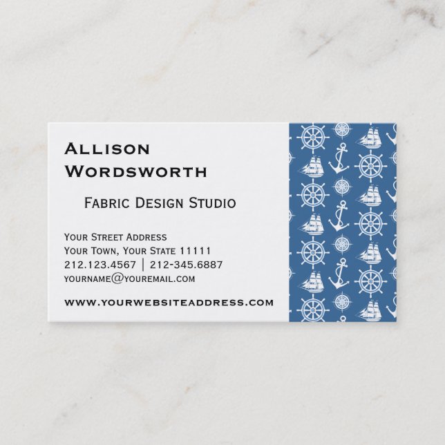 Sjöman för blått och för vit för fraktkapten visitkort (Framsida)