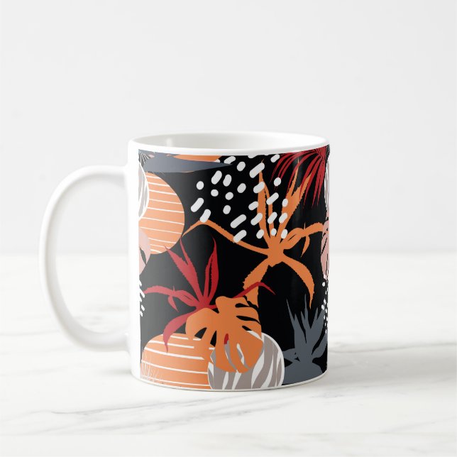 Sjömän i abstrakt och tropiska löv teckning kaffemugg (Vänster)