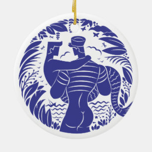 Sjömän på merman julgransprydnad keramik