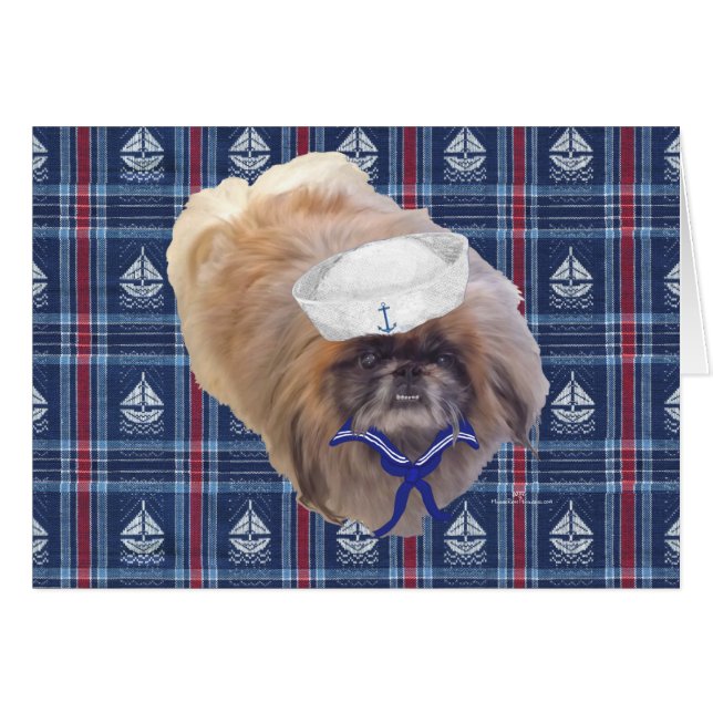 Sjöman Pekingese Hälsningskort (Framsidan Horizontal)