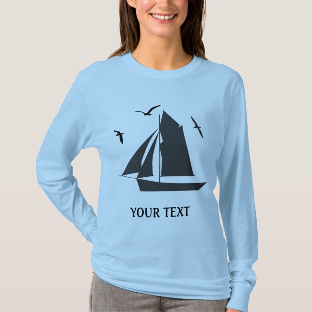 Sjömän Sailboat Dam Långärmad T-shirt (Framsida)