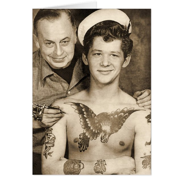 Sjöman tatueringdag hälsningskort (Framsidan)