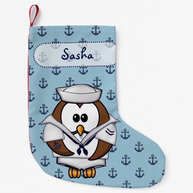 sjöman uggla liten julstrumpa (Framsidan)