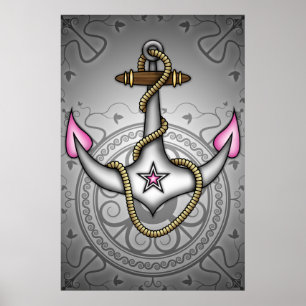 SjömanJerry ankrar den Retro tatueringen chic Poster
