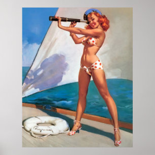 Sjömannen klämmer fast upp poster