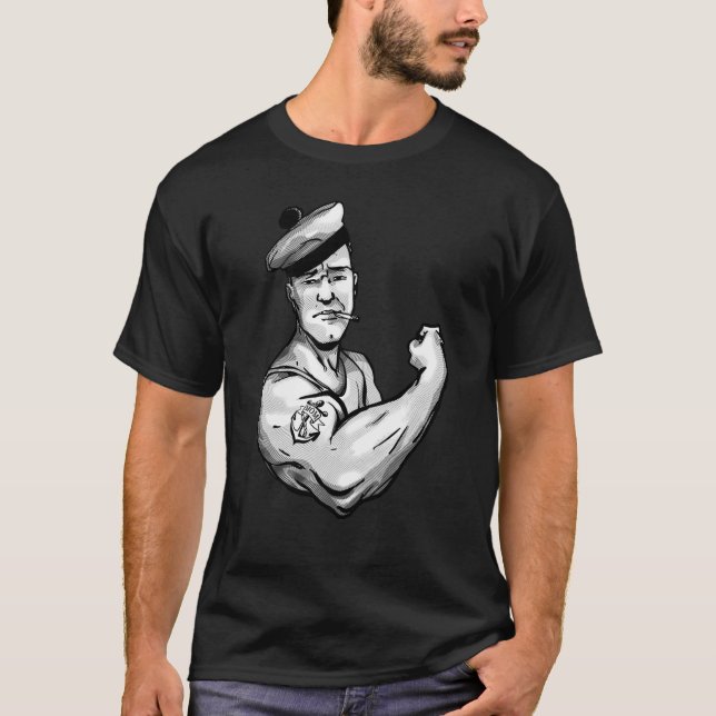 SJÖMANNEN MED ANKRAR TATUERINGEN T SHIRT (Framsida)