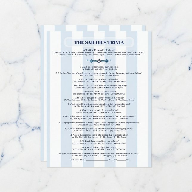 Sjömannens Trivialitetsutmaning (Fun for your marine crew.)