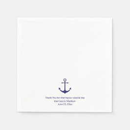 Sjömansfartyg i bröllop, blå och vit pappersservett