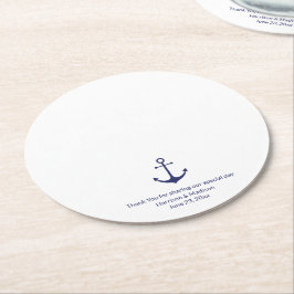 Sjömansfartyg i bröllop, blå och vit underlägg papper rund