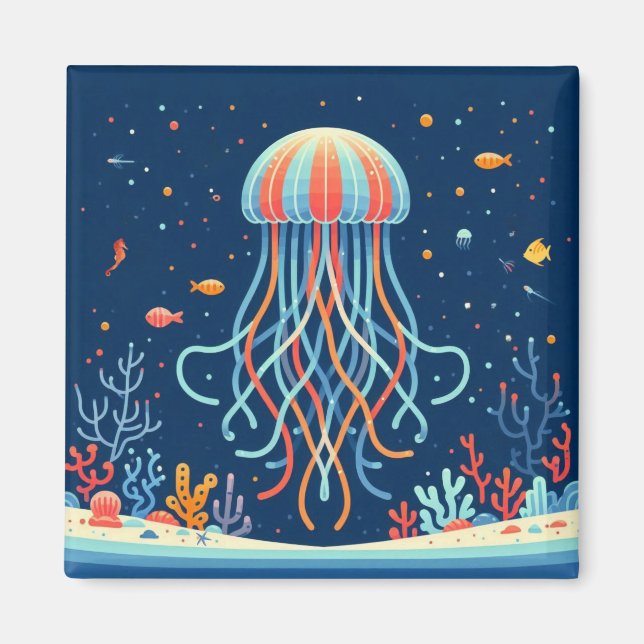 sjömansfartyg/strand/kustjellyfisk magnet (Framsidan)