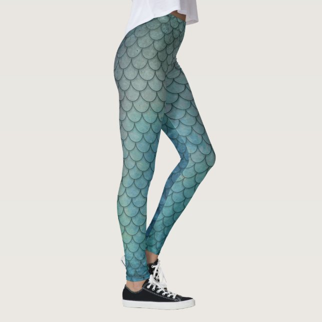 Sjömansfjäll | Grunge Aqua Blå Leggings (Höger)