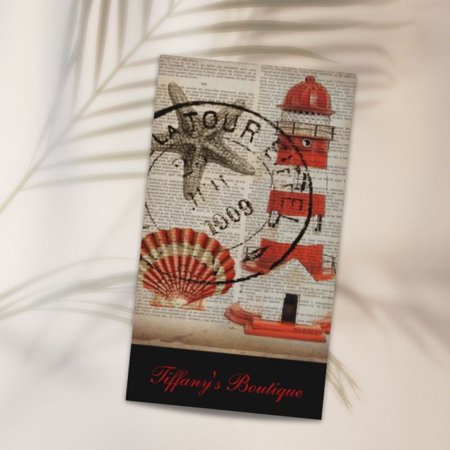 sjömansfyr vid kusten visitkort (dictionary coastal seashell lighthouse nautical business card)