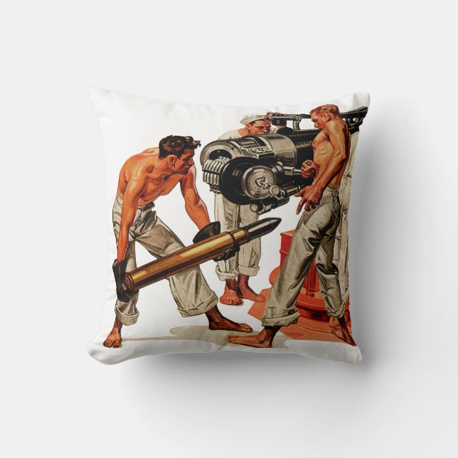 Sjömansnygg man som laddar det stora vapnet kudde (Framsida)