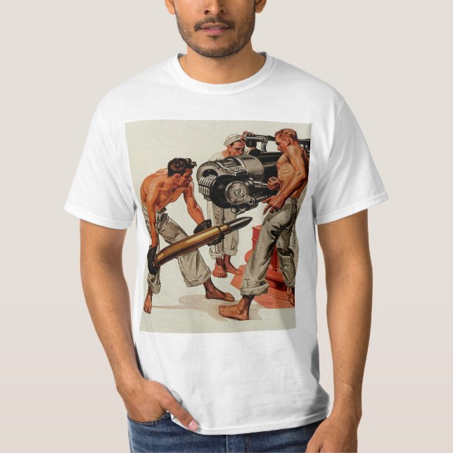 Sjömansnygg man som laddar det stora vapnet t shirt (Framsida)