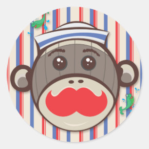 Sjömansock monkeyklistermärkear runt klistermärke