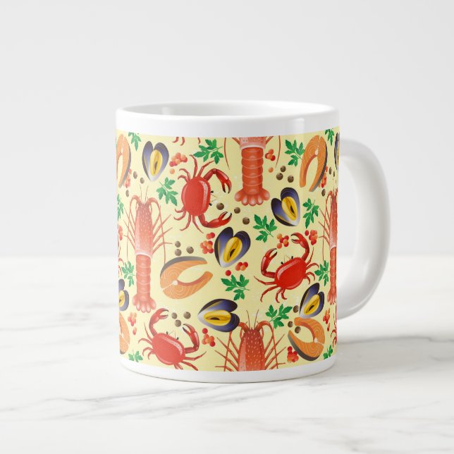 Sjömat Mönster Jumbo Mugg (Framsida höger)