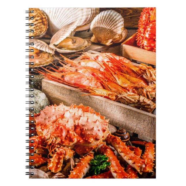 Sjömaträtt tallrik som en ocean gourmet middag b anteckningsbok (Framsidan)