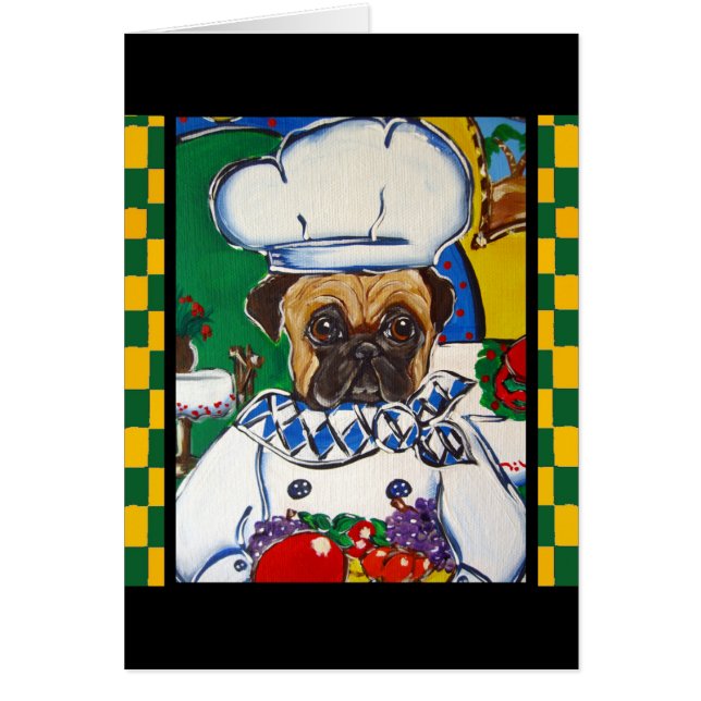 Sjömatskeckgubbe Pug Hälsningskort (Framsidan)
