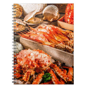 Sjömatskuisinplatta som en oceanisk gourmetmiddag  anteckningsbok