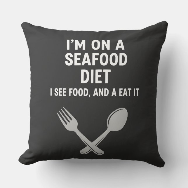 Sjömattsdiet Rolig Mat Puns Design - Sjömattsälska Kudde (Framsida)