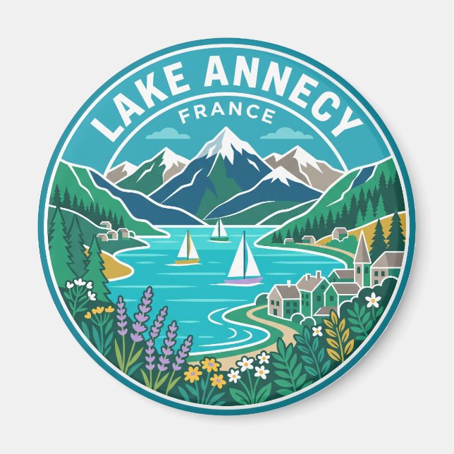Sjön Annecy Frankrike Magnet (Framsidan)