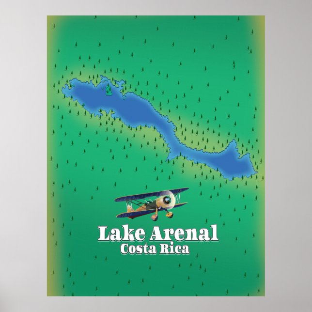 Sjön Arenal, Costa Rica sjökarta Poster (Framsidan)