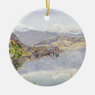 Sjön av Lucerne, montering Pilatus i avståndet Julgransprydnad Keramik