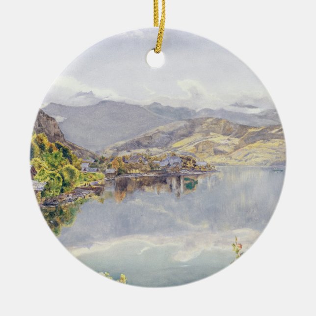 Sjön av Lucerne, montering Pilatus i avståndet Julgransprydnad Keramik (Framsidan)