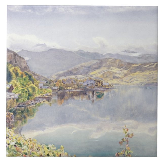 Sjön av Lucerne, montering Pilatus i avståndet Kakelplatta (Framsidan)