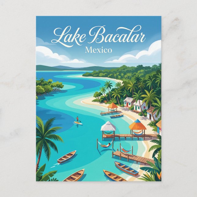 Sjön Bacalar (Lagunen av sju färger) Mexiko Vykort (Framsida)