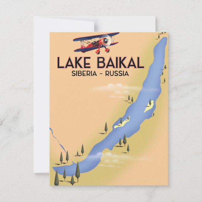 Sjön Baikal Sibirien Rysk reseposter Karta (Framsida)