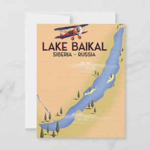 Sjön Baikal Sibirien Rysk reseposter Karta