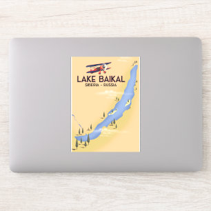 Sjön Baikal Sibirien Rysk reseposter Karta Klistermärken