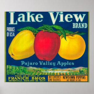 Sjön beskådar den Apple etiketten - Watsonville, Poster