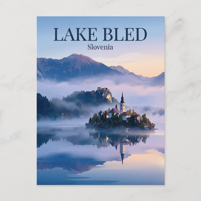 Sjön Bled Slovenien Vykort (Framsida)