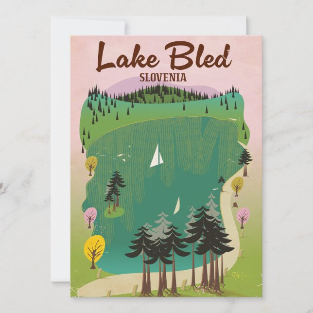 Sjön Bled vintage resemotiv i Slovenien (Framsida)