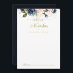sjön Blommigt Guld Bröllop Önskemål Rådkort<br><div class="desc">Det  blommigt-sjörådskortet i önskemål är perfekt för ett rustiskt bröllop. Utformningen har vackra,  handmålade mörk blått,  blå,  marinerade,  rosa,  ,  guld-blommor och grönt bladverk. De här korten är perfekter för bröllop,  möhippa,  babydusch,  studentfest och mycket mer. Anpassa korten med namn från bruden och brudgummen,  blivande föräldrar eller student.</div>