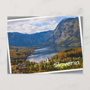 Sjön Bohinj i Slovenien på hösten Vykort