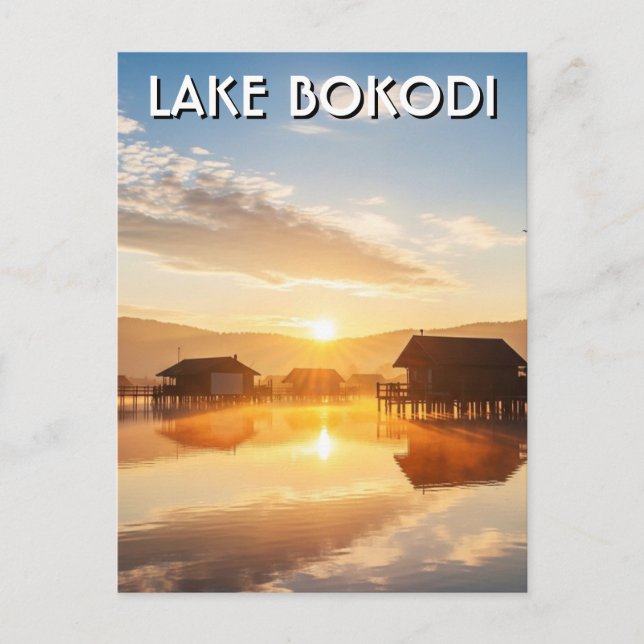 Sjön Bokodi Ungern Solnedgång Vykort (Framsida)