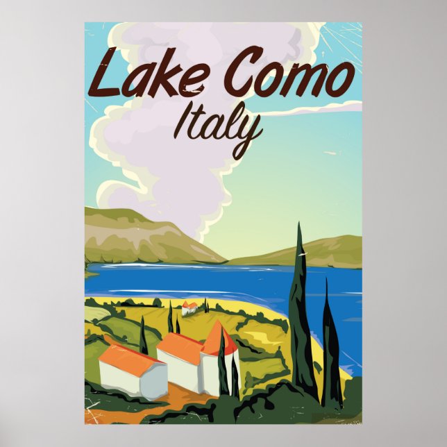 Sjön Como Italien reseinformation affisch. Poster (Framsidan)