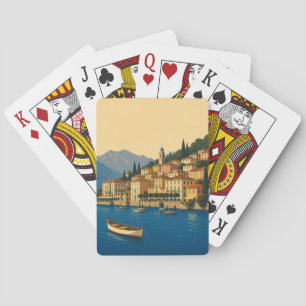 Sjön Como Italien Vintage Resa Italienska sjöar Casinokort